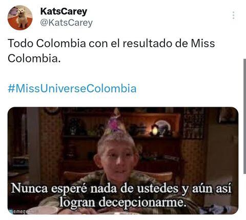 Memes Miss Universe Colombia 2023 y de como los colombianos evidenciaron su frustración en este certamen.