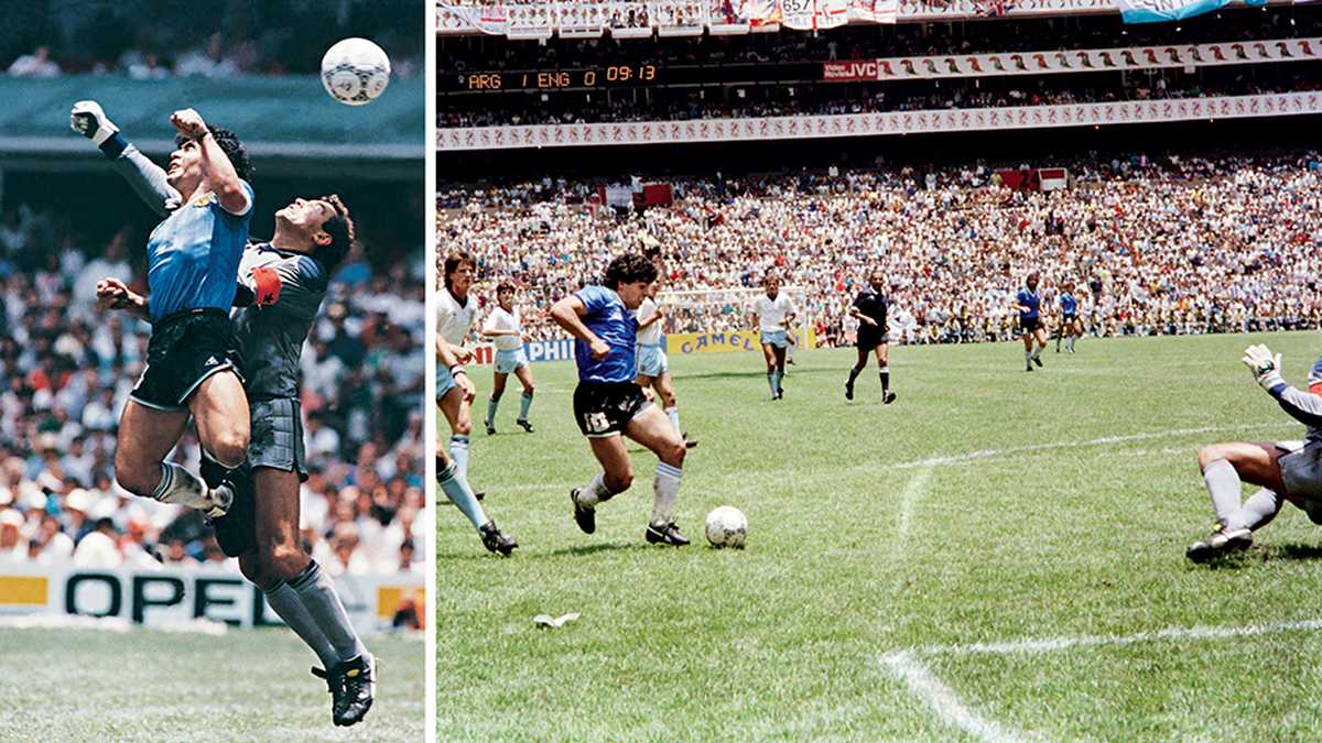 Contra Inglaterra, en México 86, Maradona vivió el mayor momento de gloria de toda su carrera. Ese día, y en palabras del cronista Juan Villoro, “anotó el mejor gol ilegal y el mejor gol legal de la historia de los mundiales”.  