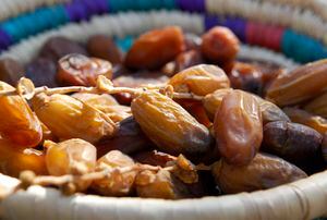 Deglet Nour dates; served at at Eden Palm, a date museum in Tozeur, Tunisia