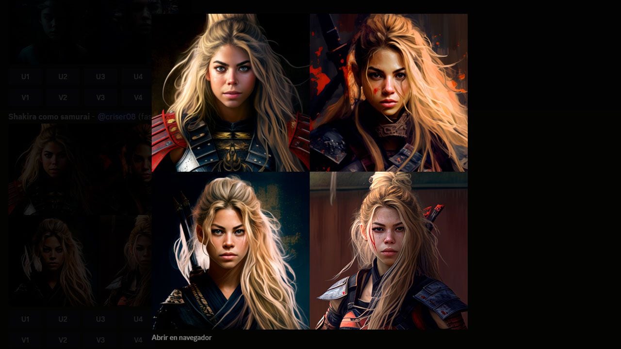 Midjourney generó una ilustración de Shakira como si fuera una samuraí.