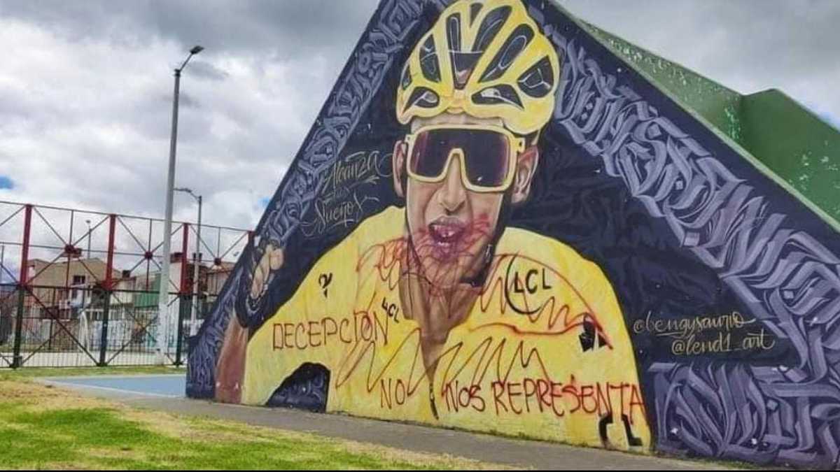 Mural de Egan Bernal fue vandalizado
