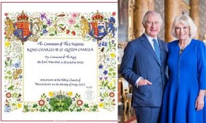 Esta es la bonita tarjeta que recibirán los 2000 invitados al acto de coronación de Carlos III y su esposa la reina Camila.