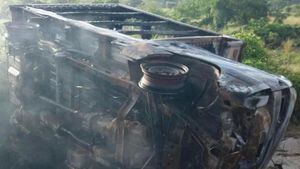 Un vehículo se prendió en llamas luego de chocar con otro automotor.