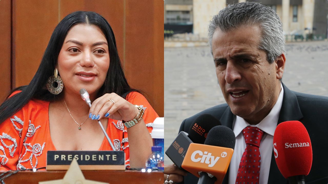 Martha Peralta, senadora del Pacto Histórico, y Luis Fernando Velasco, ministro del Interior.