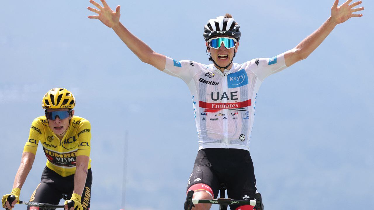 Tadej Pogacar gana la etapa 17 del Tour de Francia. Foto: AFP