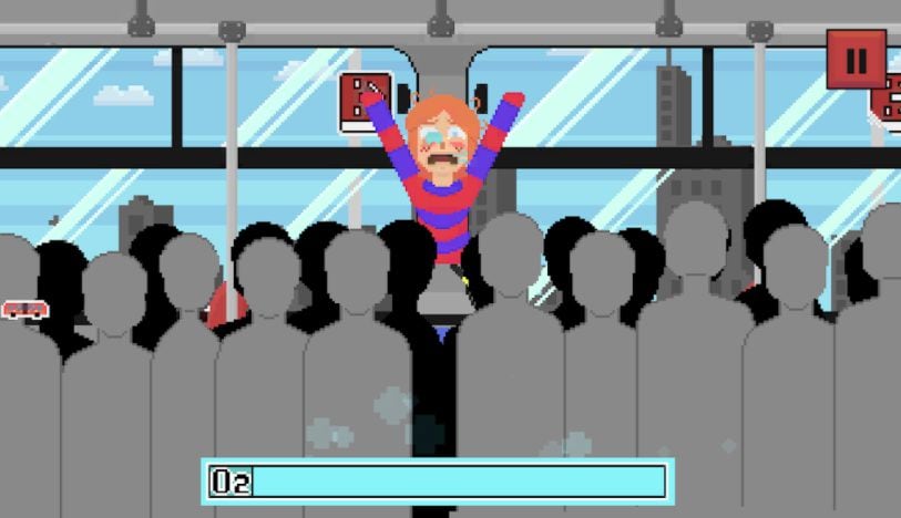 DisNea es un juego en el que los usuarios tienen que saltar para poder respirar dentro del transporte público.