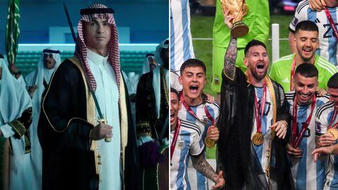 Cristiano Ronaldo es comparado por utilizar atuendo tradicional similar al usado por Lionel Messi en Qatar 2022.