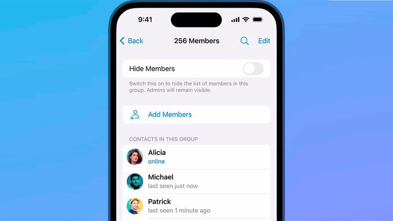 Telegram lanzó una función para ocultar miembros de los chats grupales.