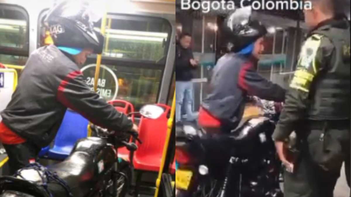 El hombre decidió acudir al transporte público para movilizar su motocicleta varada.
