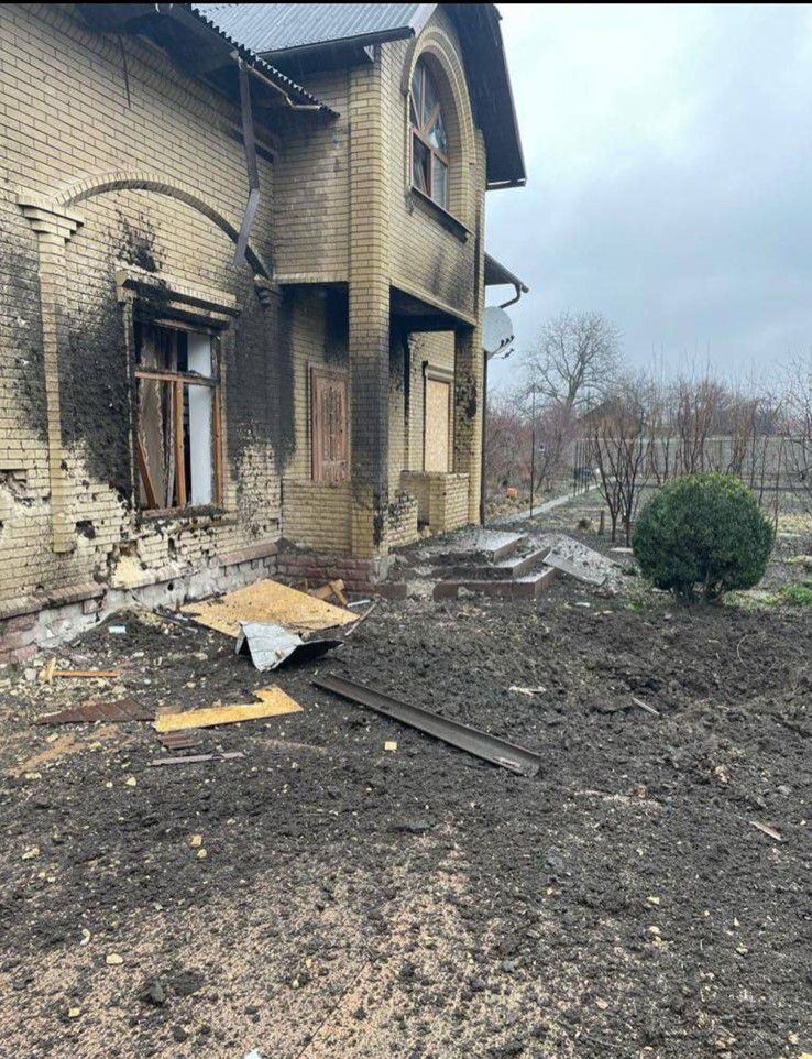 Fachada de la edificación afectada en Ucrania.