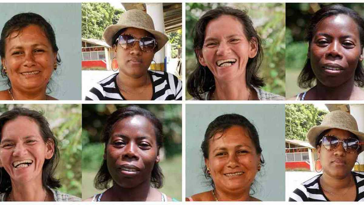 Aida, Laddie, Yessenia e Isneda son las líderes comunitarias y madres colombianas que viajaron a la India para estudiar ingeniería solar. Foto: Fondo Acción.