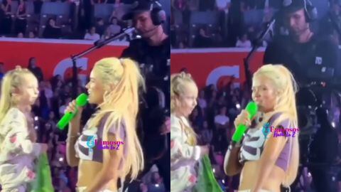 Este es el momento cuando la cantante busca a la mamá de la niña entre el público para cuestionarla.
