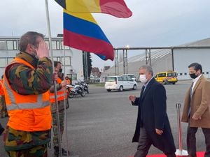 A su llegada a Bruselas en Bélgica, el presidente de la República, Iván Duque.