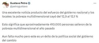 El presidente Gustavo Petro destacó las cifras de Pobreza Multidimensional en Colombia.