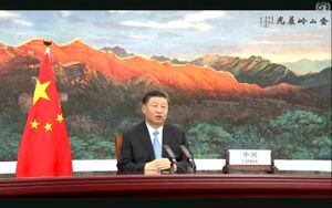 Imagen tomada de la señal de video de UNTV en la que aparece el presidente chino, Xi Jinping, hablando en un mensaje grabado previamente y reproducido durante la 75ta sesión de la Asamblea General de Naciones Unidas, el martes 22 de septiembre de 2020, en las oficinas generales de Naciones Unidas, en Nueva York. (UNTV vía AP)