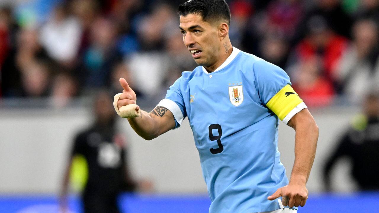 Soccer Football - International Friendly - Canada v Uruguay - Tehelne pole, Bratislava, Slovakia - September 27, 2022 Uruguay's Luis Suarez reacts REUTERS/Radovan Stoklasa