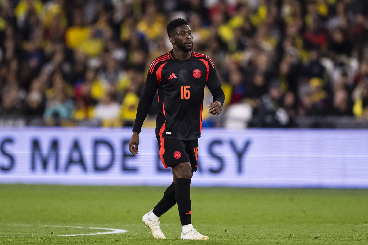 LONDON, ENGLAND - MARCH 22: Jefferson Lerma of Colombia walks in the field during the international friendly match between Spain and Colombia at London Stadium on March 22, 2024 in London, England. (Photo by Pedro Loureiro/Eurasia Sport Images/Getty Images)