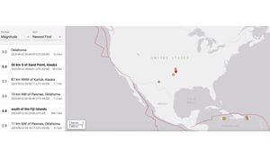 Así registró el USGS los tres temblores en Oklahoma el viernes 22 de septiembre de 2023