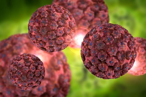 Enfermedad infecciosa Células del virus del papiloma humano Ilustración conceptual 3D