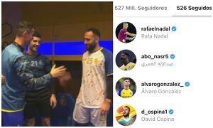 El saludo de David Ospina y cristiano Ronaldo. Ya se siguen en redes sociales.