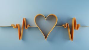 Forma de corazón generada digitalmente con traza de pulso. (renderizado 3d)