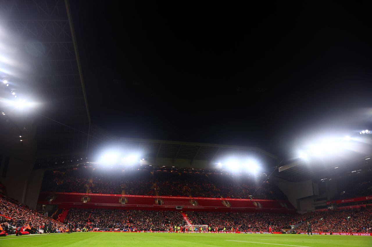 LIVERPOOL, ENGLAND - DECEMBER 23: A general view of the new Anfield Rd stand inside Anfield during the Premier League match between Liverpool FC and Arsenal FC at Anfield on December 23, 2023 in Liverpool, England. (Photo by Chris Brunskill/Fantasista/Getty Images)