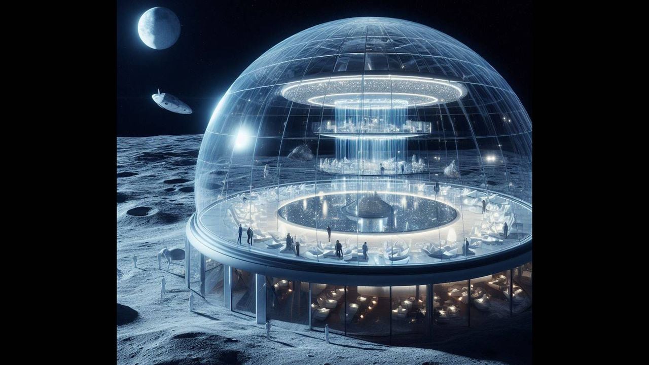 Ilustración generada sobre cómo sería el primer hotel en la Luna.