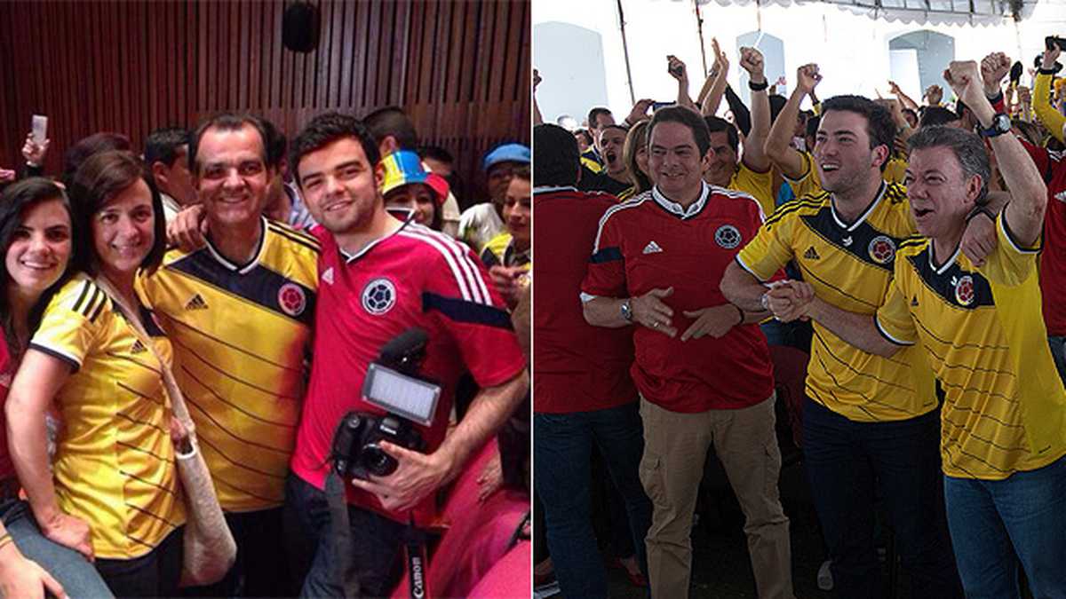 Zuluaga y Santos celebraron el triunfo de Colombia.  