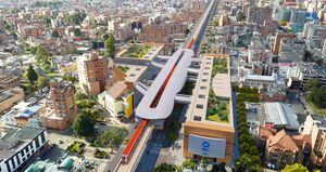 Render de cómo se vería el metro elevado en Bogotá. 
