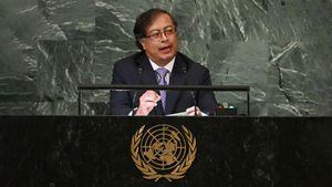 Colombia's President Gustavo Petro addresses the 77th session of the United Nations General Assembly at UN headquarters in New York City on September 20, 2022. (Photo by TIMOTHY A. CLARY / AFP)