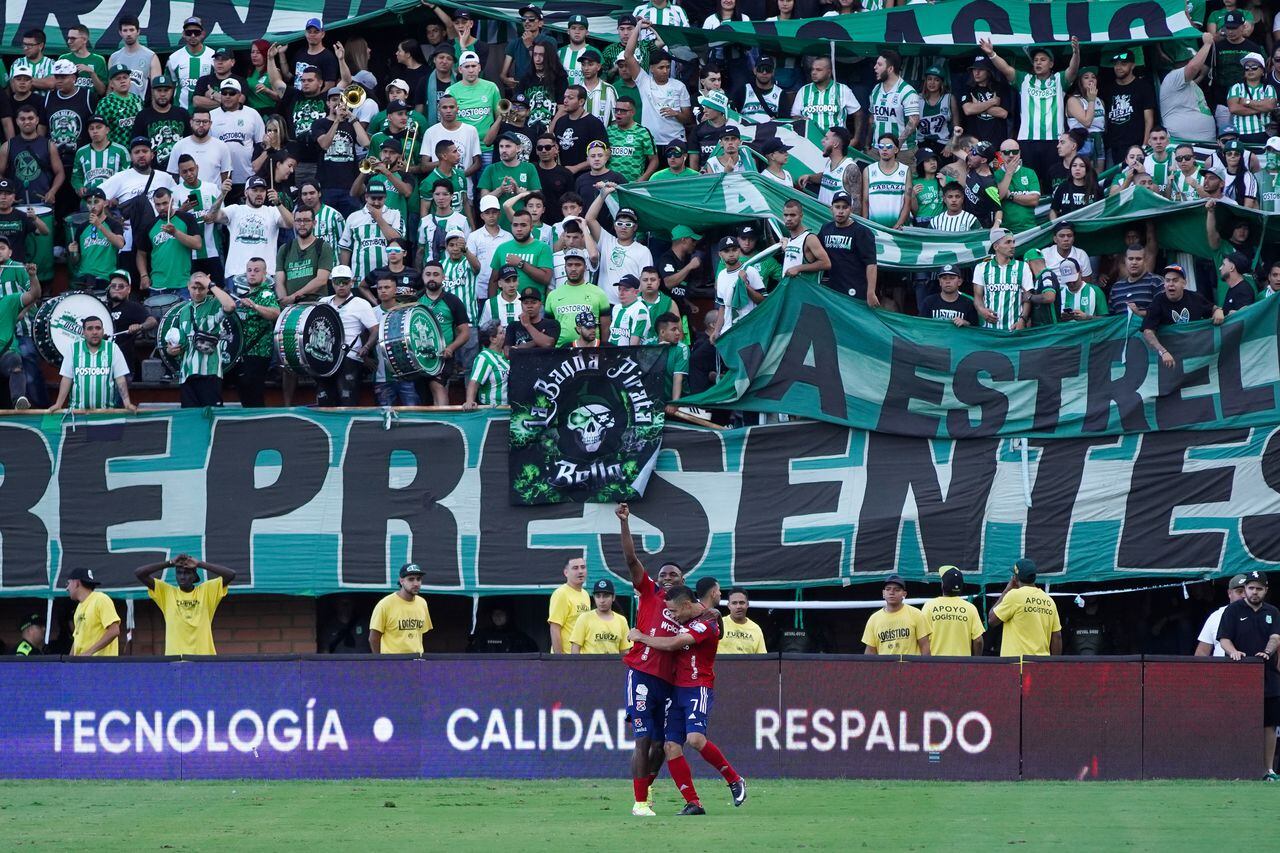 Imagen del partido entre Atlético Nacional e Independiente Medellín por la quinta fecha de los cuadrangulares semifinales del segundo semestre de la Liga colombiana 2023.