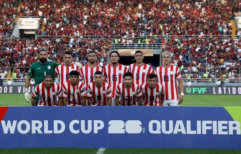 Selección de Paraguay en el duelo con Venezuela.