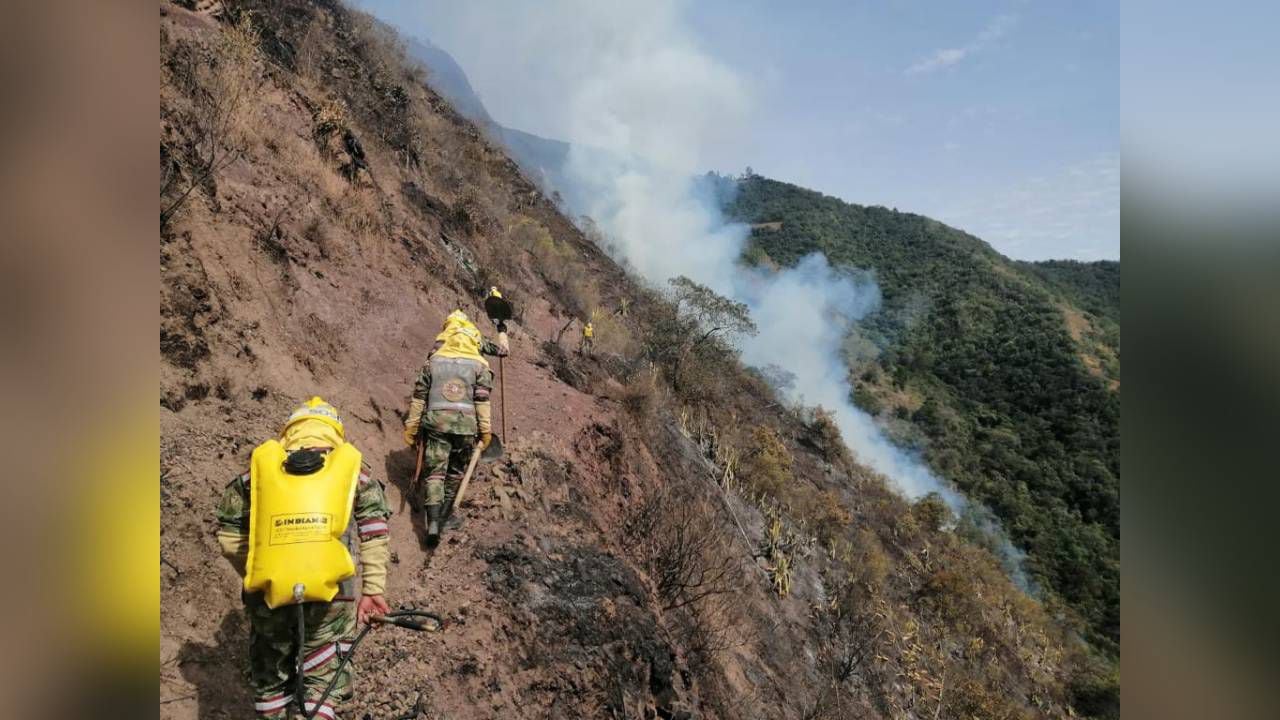 El 50% del país está en alerta roja por incendios forestales. Foto: Twitter @col_ejercito.