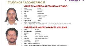 Yulieth Alfonso y Jorge Andrés García desaparecieron junto a sus tres hijos en un municipio de Zacatecas.