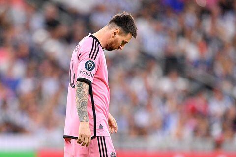 MONTERREY, MEXICO - APRIL 10: Lionel Messi #10 of Inter Miami reacts against Monterrey in the second half during the CONCACAF Champions Cup 2024 Round of Sixteen second leg at BBVA Stadium on April 10, 2024 in Monterrey, Mexico. (Photo by Azael Rodriguez/Getty Images)