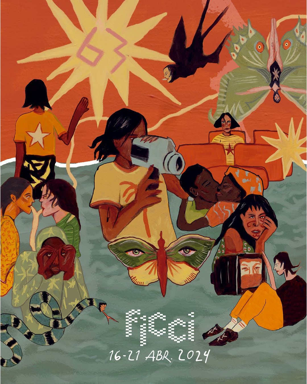 Afiche oficial del FICCI 63, una creación de la joven artista Raquel Sofía Moreno.