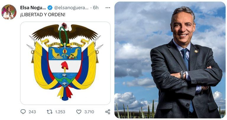 El escudo de Colombia y Roberto Jairo Jaramillo.