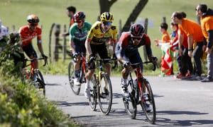 AMURRIO, SPAIN - APRIL 06: (L-R) Jonas Vingegaard Rasmussen of Denmark and Team Jumbo - Visma and Daniel Felipe Martinez Poveda of Colombia and Team INEOS Grenadiers compete in the breakaway during the 61st Itzulia Basque Country 2022 - Stage 3 a 181,7km stage from Llodio to Amurrio / #itzulia / #WorldTour / on April 06, 2022 in Amurrio, Spain. (Photo by Luis Gomez - Pool/Getty Images)