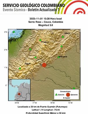 El segundo temblor del día ocurrió en el Cauca.