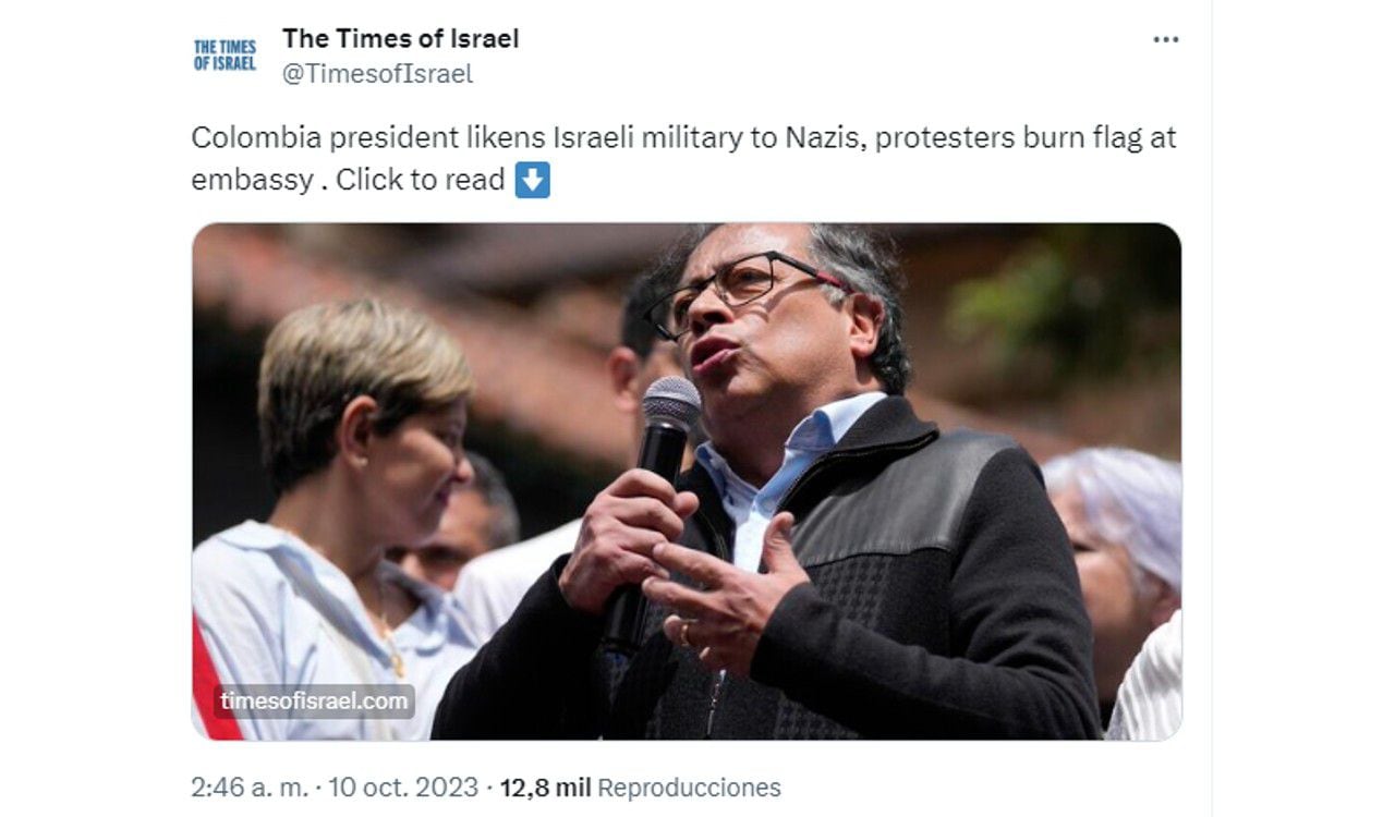 Así tituló el medio de comunicación The Times of Israel ante las palabras del presidente Petro