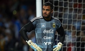 MADRID, SPAIN - MARCH 27: Sergio Romero of Argentina warms up prior to the International Friendly match between Spain and Argentina at Wanda Metropolitano Stadium on March 27, 2018 in Madrid, Spain. (Photo by Quality Sport Images/Getty Images)