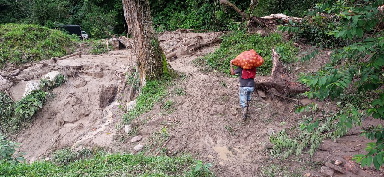 Los campesinos son los más afectados con los deslizamientos, pues se enfrentan a enormes dificultades para sacar sus productos hacia la cabecera de Ubalá, Cundinamarca.