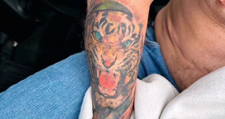    Este tatuaje de un felino en el brazo derecho fue clave para lograr la plena identificación de Wilder Emilio Sánchez, alias el Gato, solicitado en extradición.