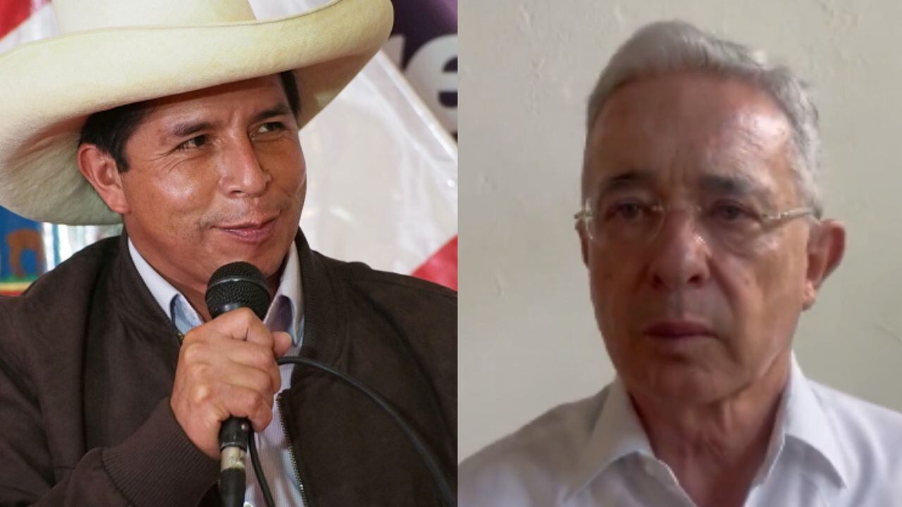 El expresidente de Perú, Pedro Castillo, y el expresidente colombiano Álvaro Uribe Vélez.