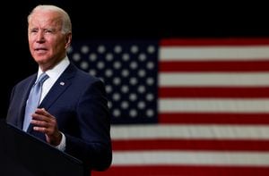 FILE PHOTO: U.S. President Joe Biden delivers remarks during a visit to the northwest Chicago suburb of Crystal Lake, Illinois, U.S., July 7, 2021. REUTERS/Evelyn Hockstein/File Photo