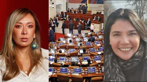 La exasesora de comunicaciones de Petro María Antonia Pardo (der.) y la representante a la Cámara por los verdes Katherine Miranda.