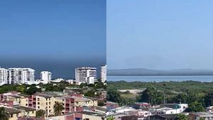 Nube de humo proveniente del voraz incendio en el puerto de Barranquilla, llega a Cartagena