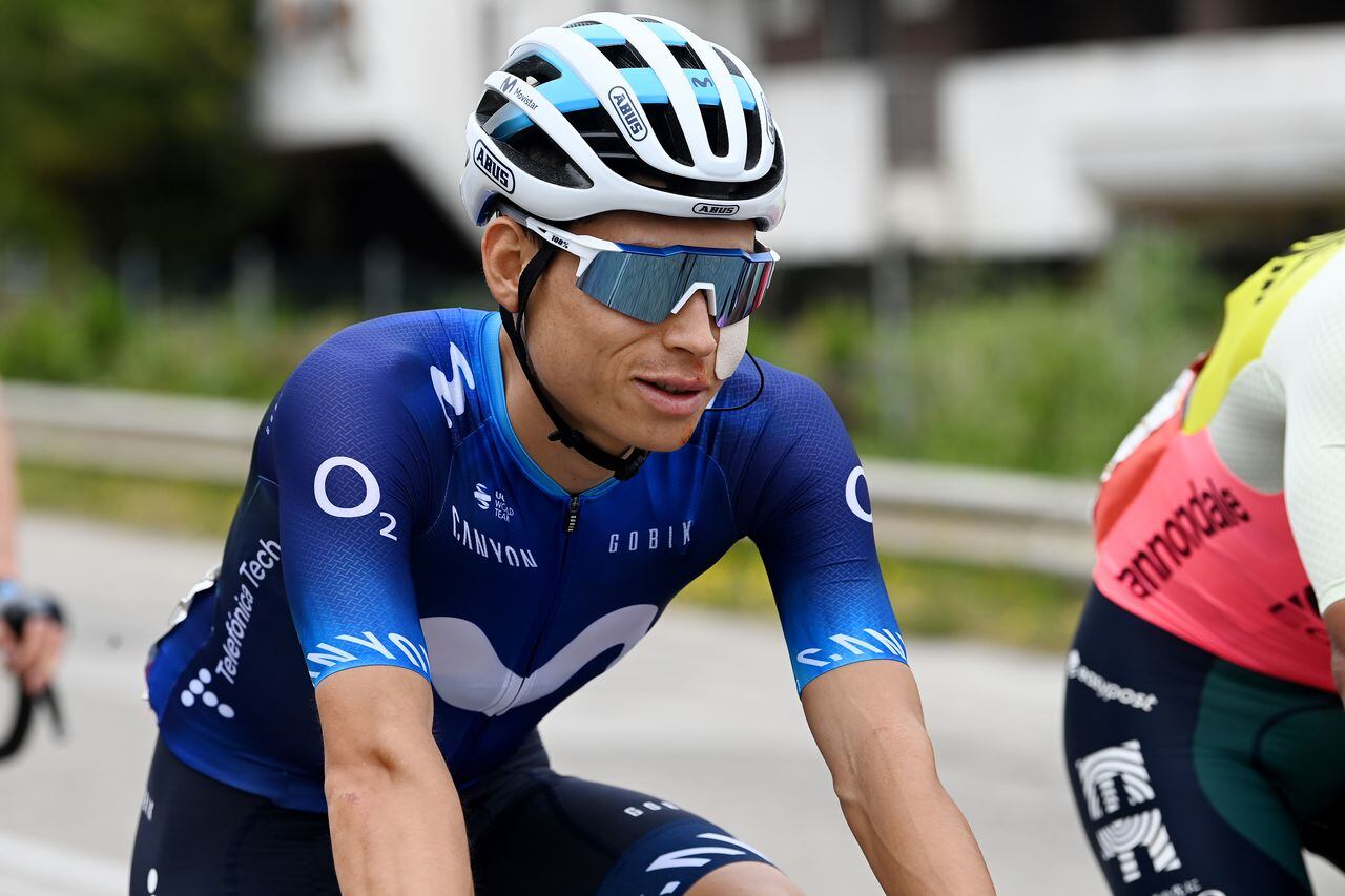 MELFI, ITALY - MAY 08: Einer Augusto Rubio of Colombia and Movistar Team competes during the 106th Giro d'Italia 2023, Stage 3 a 213km stage from Vasto to Melfi 532m / #UCIWT / on May 08, 2023 in Melfi, Italy. (Photo by Tim de Waele/Getty Images)