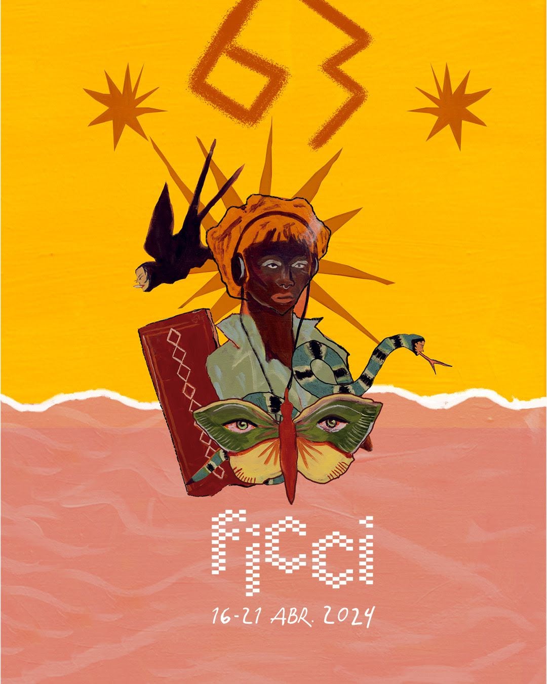 Afiche temático del FICCI 63, de la sección Academia, una creación de la joven artista Raquel Sofía Moreno.