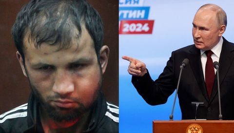 Shamsidin Fariduni, sospechoso del tiroteo, y Vladimir Putin.